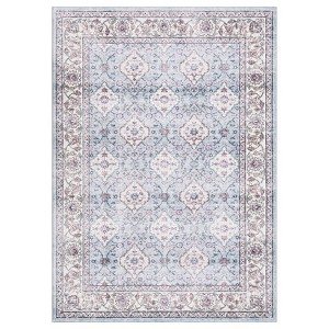 Fulvari Washable Taupe Vintage Traditional Mat Distressed Indoor Foldable Thin Rug Retro Accent Floral Non Slip Carpet - 1 of 4