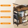 End Table, Flip Top Side Table, 3 Tier Small Couch Table, Bedside Table with Shelves Storage Bag, for Living Room Bedroom, Brown - 4 of 4