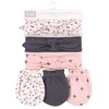 Hudson Baby Infant Girls Cotton Headband and Scratch Mitten 6pc Set, Berry Floral, 0-6 Months - 2 of 2