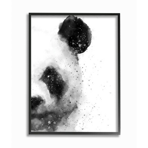 Stupell Industries Watercolor Panda Beer Face Abstract Black White Animal Black Framed Giclee Texturized Art By Brandon Wong Target