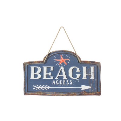 Beachcombers Metal Blue Beach Access Sign 15.13 x 8.88 x 0.19 Inches.