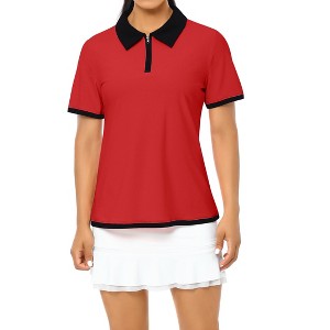Clearlove Women's Zipper Golf Polo Shirts Short Sleeve Athletic Shirt with Collar Moisture Wicking - 1 of 4