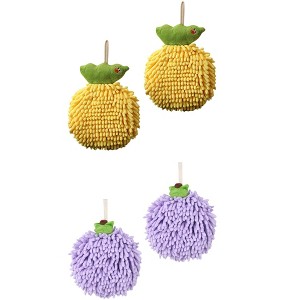 REGALWOVEN 4 Pcs Bathroom Soft Absorbent Fluffy Ball Hand Towels - 1 of 4