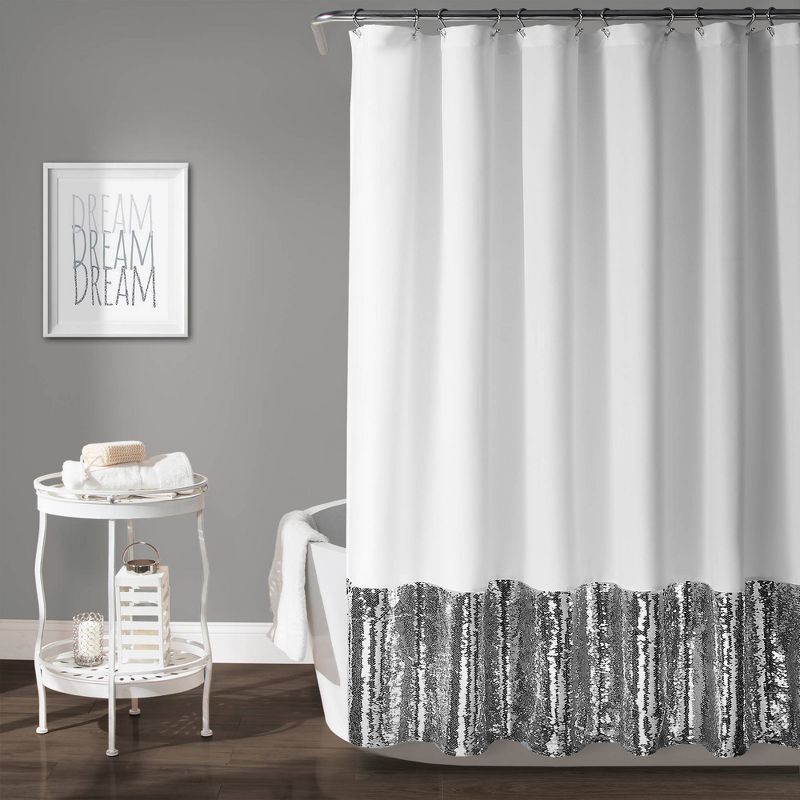 Mermaid Sequins Spa Shower Curtain Silver - Lush D&#233;cor, 3 of 8