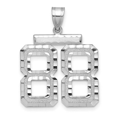 Black Bow Jewelry 14k White Gold, Varsity Collection, Large D/C Pendant, Number 88