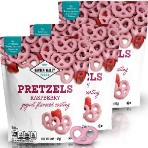Hayden Valley Foods Raspberry Yogurt Covered Pretzels | 5 oz Bags (Pack of 3) | No Artificial Flavors, Preservatives or Colors - 1 of 4