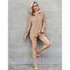 Women's  2 Piece sets  Button Down Shirt Long Sleeve Short Drawstring  Outfits - 4 of 4
