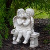 Northlight 9.75" Kissing Cherubs Sitting on Bench Outdoor Garden Statue - 2 of 4