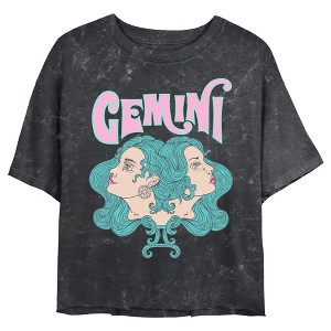 Junior's Women Lost Gods Zodiac Gemini Art Symbol Crop T-Shirt - 1 of 4