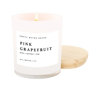 Sweet Water Decor Pink Grapefruit 11oz White Jar with Wood Lid - 1 of 3