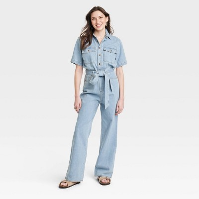 Women's Wide Leg Denim Overalls - Universal Thread™ Light Wash 26 : Target