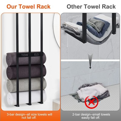 Black Iron Wall Mounted 3-Tier Towel Rack Organizer