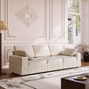 Famapy White 3 Seater Living Room Sofa Corduroy High Strength Sponge Wooden Frame - 3 of 4