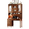 Bella Depot 47'' Retro Desk with Charging Ports and Hutch Cabinet with 5 Storage Drawers and Transparent Glass-Door Bookshelf - 2 of 4