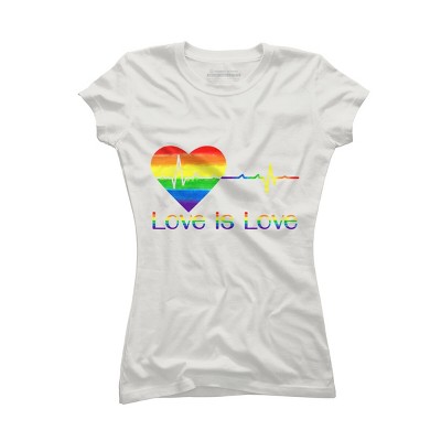 Adult Design By Humans Pride Love is Love Heartbeat By WinterJJ T-Shirt