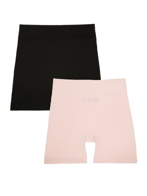 Smart & Sexy Women's Stretchiest Ever Slip Short 2 Pack Blushing Rose/black  Hue 2x/3x : Target