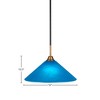 Toltec Lighting Paramount 1 - Light Pendant in  Matte Black/Brass with 16" Blue Italian Shade - 2 of 2