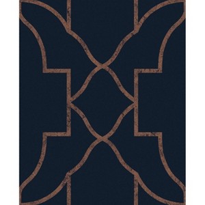 Versailles Navy Blue and Copper Geometric Paste the Wall Wallpaper - 1 of 4