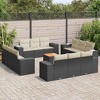 vidaXL Patio Sofa Set with Cushions Outdoor Furniture 13 Piece Poly Rattan - Black and Cream - 2 of 4