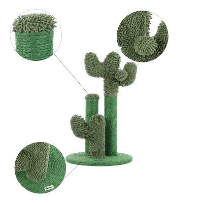 Marfa 21.5" Green Jute Cactus Cat Scratching Post with Fuzzy Toy