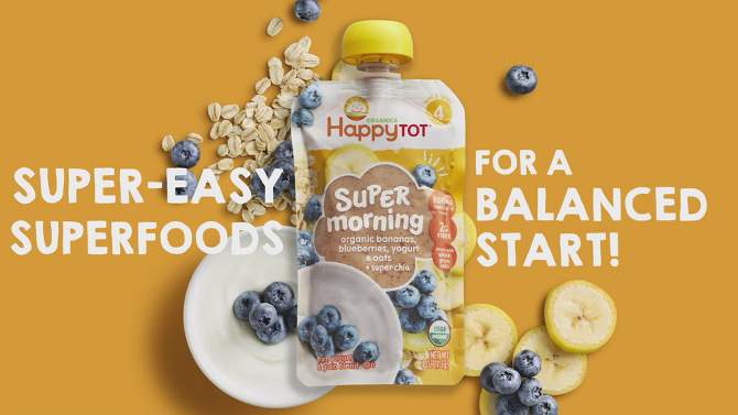 HappyTot Super Morning Organic Bananas Blueberries Yogurt &#38; Oats with Super Chia Baby Food Pouch - 4oz, 2 of 8, play video