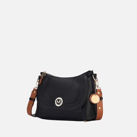 MKF Collection Crossbody Bag with Adjustable Strap, Maggie | MKF Collection by Mia K - Black Cognac