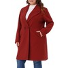 Women's Plus Size Lapel Long Sleeve Single Breasted Belted Midi Pea Coat with Pocket - Agnes Orinda - 2 of 4