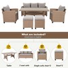 6-Piece Outdoor Patio Rattan Sofa Set with Dining Table, Chair, and Stools - 2 of 4