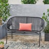 Modern Outdoor Wicker Loveseat with Durable Metal Legs, All-Weather 2-Seat Patio Sofa for Porch, Garden, or Backyard-The Pop Home - 2 of 4