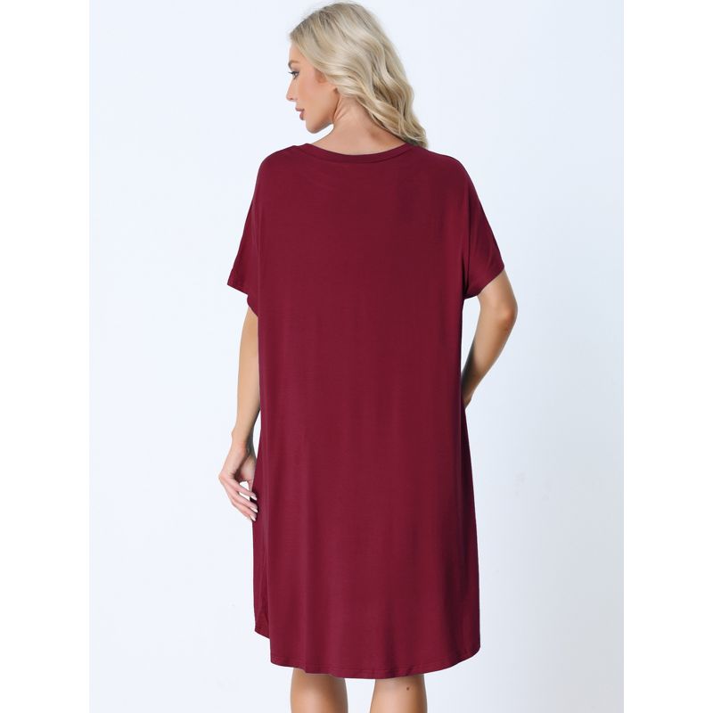 cheibear Women's Batwing Sleeve Nightshirt Lounge Dress Nightgown, 3 of 6