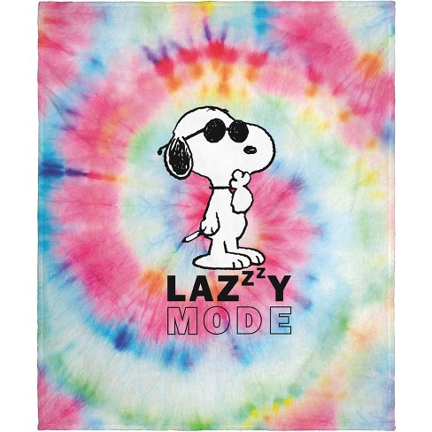 Peanuts Snoopy Joe Cool Tie Dye Lazy Mode Silk Touch Throw Blanket