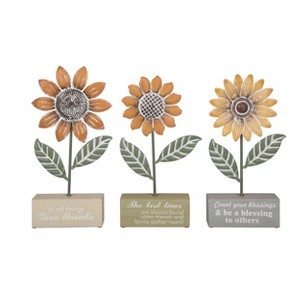 Transpac Metal Inspirational Sunflower Decor Set of 3 Freestanding Tabletop Signs for Bright Cheerful Spring Home Decor - 1 of 1