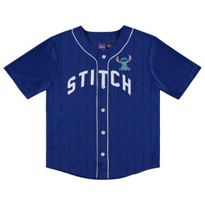 Boys Lilo and Stitch Baseball Jersey - Boys Classic Lilo and Stitch Mesh Button Down Baseball Jersey - Disney Lilo and Stitch Fashion Shirt - 1 of 4