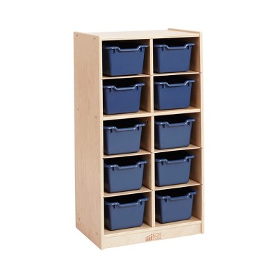 Ecr4kids 10 Cubby Tray Cabinet With Scoop Front Storage Bins, 5x2, Navy ...