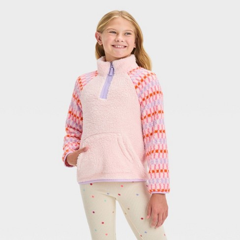 Girls' French Terry Valentine's Day Floral Hearts Pullover Sweatshirt - Cat  & Jack™ Pink : Target