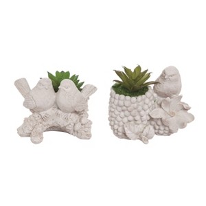 Transpac Resin Bird Succulent Planter Set of 2 Spring Home Decorations - 1 of 1