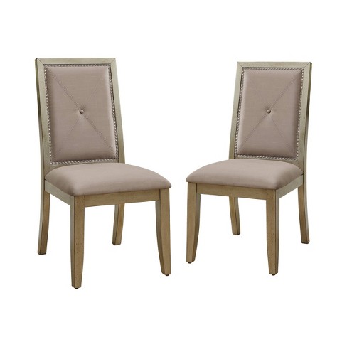 Set Of 2 Remer Contemporary Padded Fabric Side Chair Antique Gold Iohomes