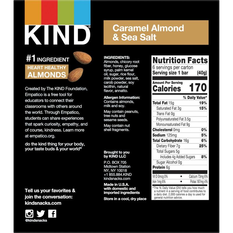 KIND Caramel Almond &#38; Sea Salt Bars - 8.4oz/6ct, 3 of 14