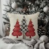 Christmas Pillow Covers 18x18 Inch Set of 2 Black Buffalo Check Red Pink Christmas Tree - 3 of 4