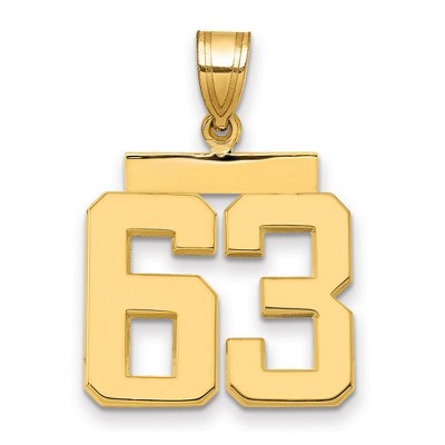 Black Bow Jewelry 14k Yellow Gold, Athletic Collection Medium Polished Number 63 Pendant