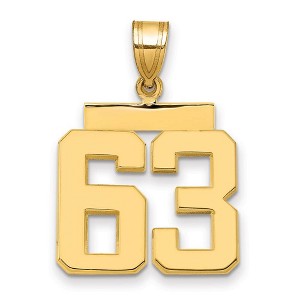 Black Bow Jewelry 14k Yellow Gold, Athletic Collection Medium Polished Number 63 Pendant - 1 of 3