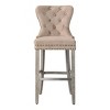 WestinTrends 29" Tufted Upholstered Velvet Bar Stool with Metal Footrest (Set of 2) - 3 of 4
