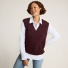 Lands' End Women's Drifter Modern Cable V Neck Vest Sweater - 4 of 4
