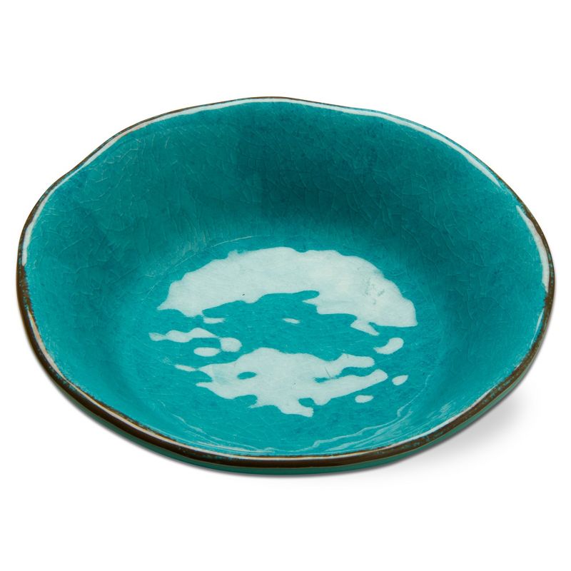 tagltd 10oz. 7 in. Veranda Cracked Glazed Solid Ocean Blue Wavy Edge Melamine Serving Bowls 4 pc Dishwasher Safe Indoor Outdoor, 4 of 6