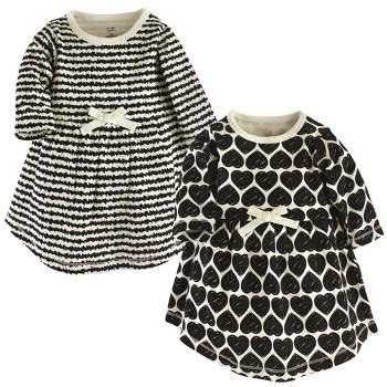 Touched by Nature Big Girls and Youth Organic Cotton Long-Sleeve Dresses 2pk, Heart