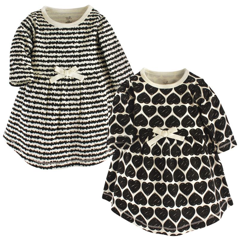 Touched by Nature Baby and Toddler Girl Organic Cotton Long-Sleeve Dresses 2pk, Heart, 1 of 3