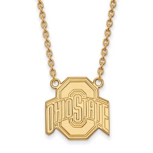 Black Bow Jewelry 14k Yellow Gold Ohio State Buckeyes NCAA Necklace 18 Inch - 1 of 4