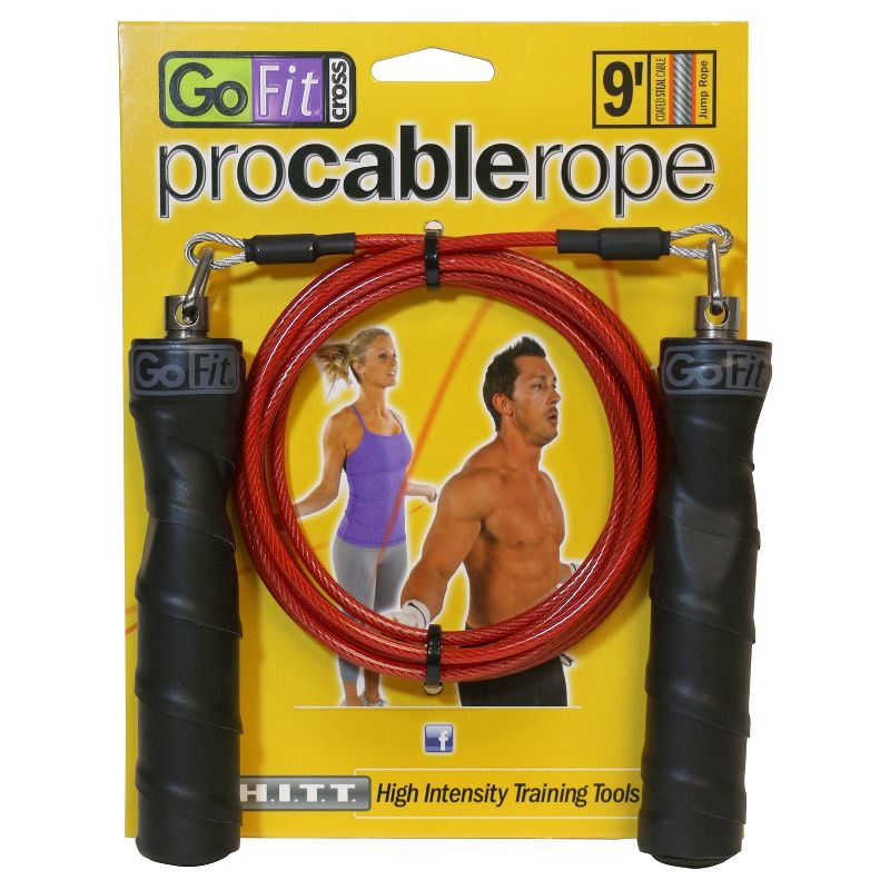 GoFit 9' Pro Cable Rope - Red/Black, 1 of 8