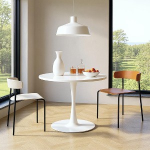 Hooseng Round Dining Table with MDF Table Top and Metal Base, Mid-Century Modern Dining Room Table for 2 - 4 Person - 1 of 4