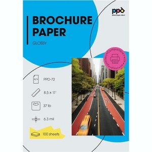 PPD 100 Sheets Inkjet Glossy Brochure and Flyer Paper 8.5x11 Professional Quality Double Sided Instant Dry and Water-Resistant (PPD-72-100) - 1 of 4